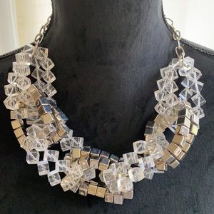 FUN… clear Acrylic and Silver Adjustable Chain Link Necklace NWT